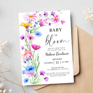 Invitation Baby in Bloom Fleur sauvage Rustic Boho Baby showe