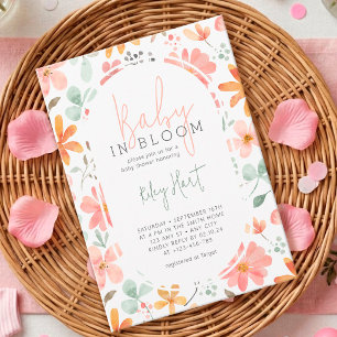 Invitation Baby In Bloom Fleurs Aquarelle Fille Baby Shower