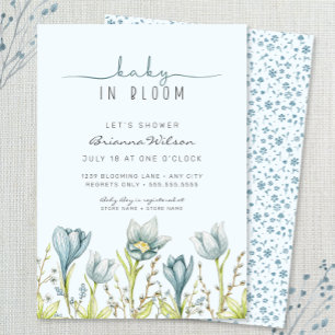 Invitation Baby in Bloom garçon baby shower 