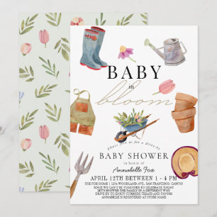 Invitation Baby in Bloom Gardening Tools Baby shower Drive-by