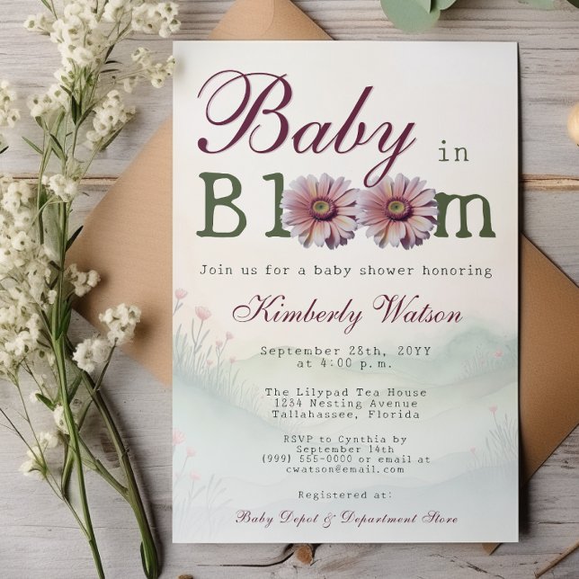 Invitation Baby in Bloom Gerber Daisies Baby shower (Baby in Bloom Gerber Daisies Baby Shower Invitation)