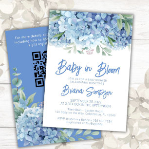 Invitation Baby in Bloom Hydrangeas Bleues Baby Shower