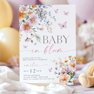 Invitation Baby in Bloom Invitation, Baby shower Fleur sauvag