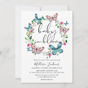 Invitation Baby In Bloom Papillon Floral Fête Prénatale