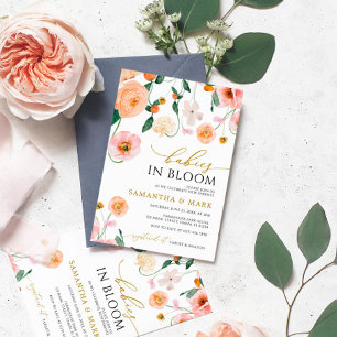 Invitation Baby in Bloom Poppies Fleurs Jumeaux Baby shower