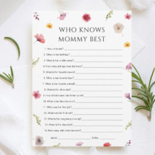 Invitation Baby in Bloom Shower Who Knows Mommy Game Card