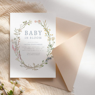 Invitation Baby in Bloom Spring Fleur sauvage Baby shower flo