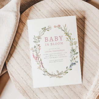 Invitation Baby in Bloom Spring Fleur sauvage Baby shower flo
