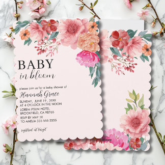 Invitation Baby in bloom spring floral girl Baby Shower
