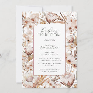 Invitation Baby in Bloom Twins Fleur sauvage Baby shower Boho