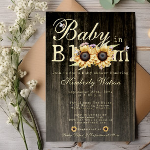Invitation Baby in Bloom Watercolor Baby shower de tournesols