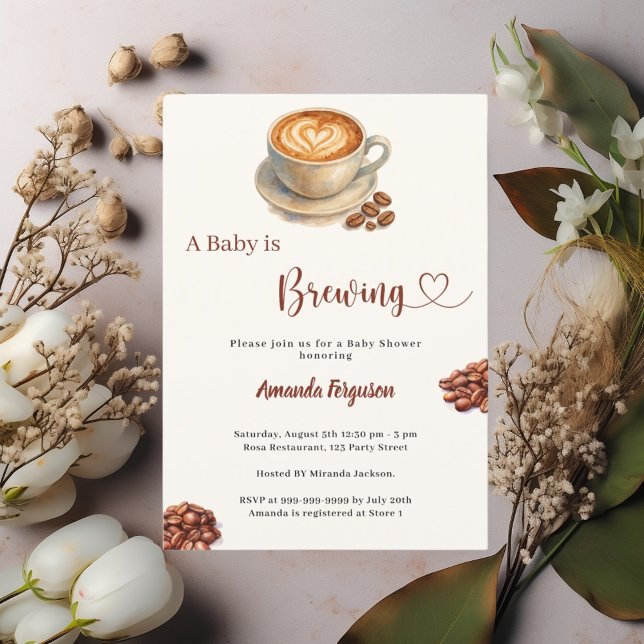 Invitation Baby is Brewing coffee Baby Shower (Créateur téléchargé)