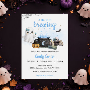 Invitation Baby Is Brewing Halloween Baby Shower Bleu