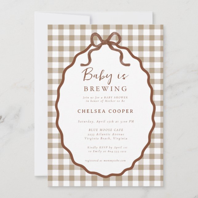 Invitation Baby is Brewing Neutral Baby Shower  (Devant)