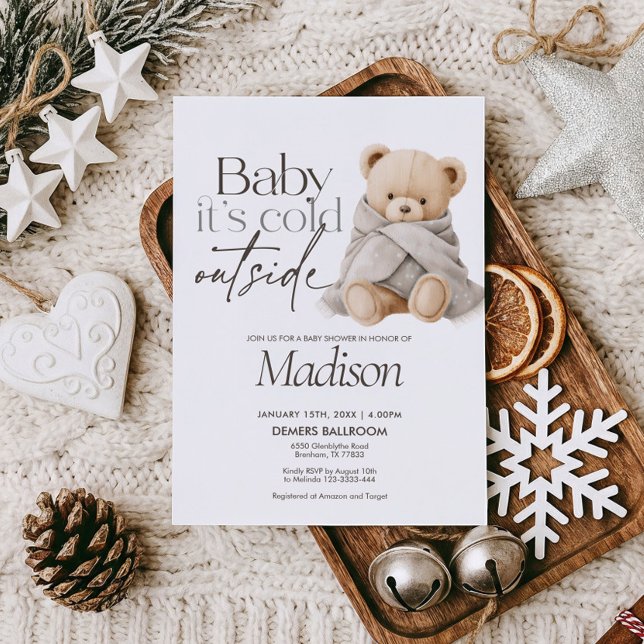 Invitation Baby It’s Cold Outside Teddy Bear Baby Shower (Créateur téléchargé)