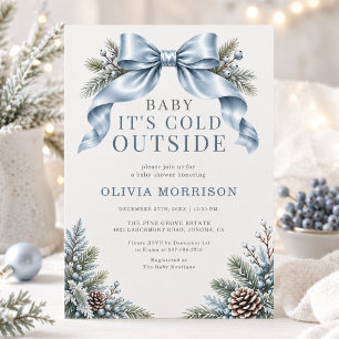 Invitation Baby It's Cold Outside Baby Shower Ruban Bleu
