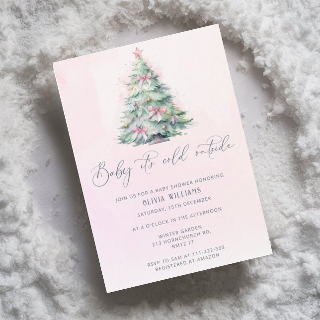 Invitation Baby it's cold outside Christmas girl baby shower (Créateur téléchargé)