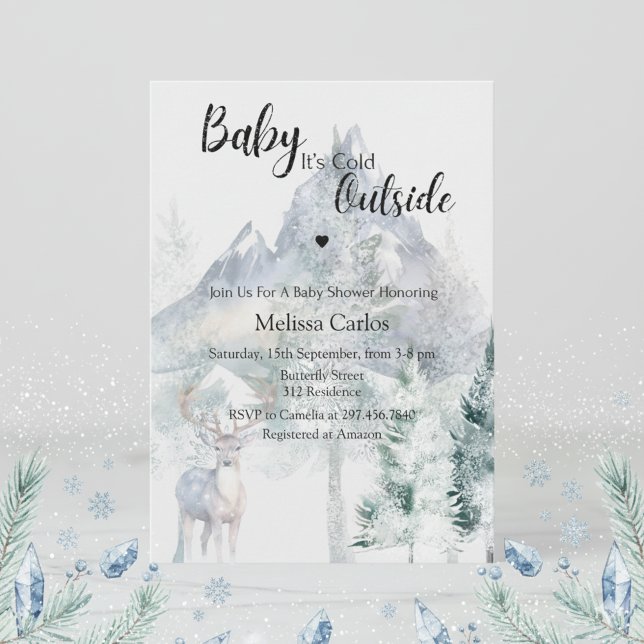 Invitation Baby Its Cold Outside Evergreen Winter Baby Shower (Créateur téléchargé)