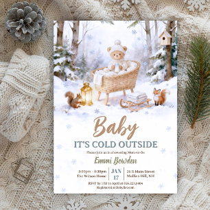 Invitation Baby It's Cold Outside Fête de Naissance Bois Hive