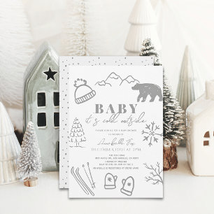 Invitation Baby It's Cold Outside Grey Baby shower