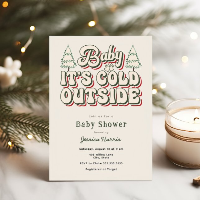 Invitation Baby It's Cold Outside Retro Winter Baby Shower (Créateur téléchargé)