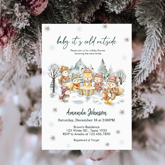 Invitation Baby It's Cold Outside Winter Animals Baby Shower (Créateur téléchargé)