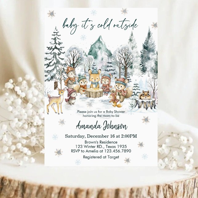 Invitation Baby It's Cold Outside Winter animals Baby Shower (Créateur téléchargé)