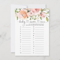 Baby Name Race Jeu, Floral Rose Baby shower Jeu