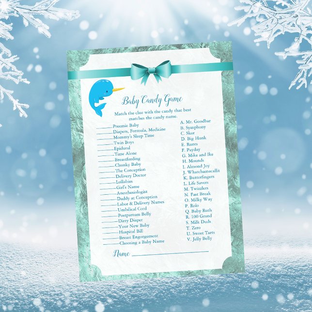 Invitation Baby Narwhal Baby Candy Douche Jeu (Créateur téléchargé)