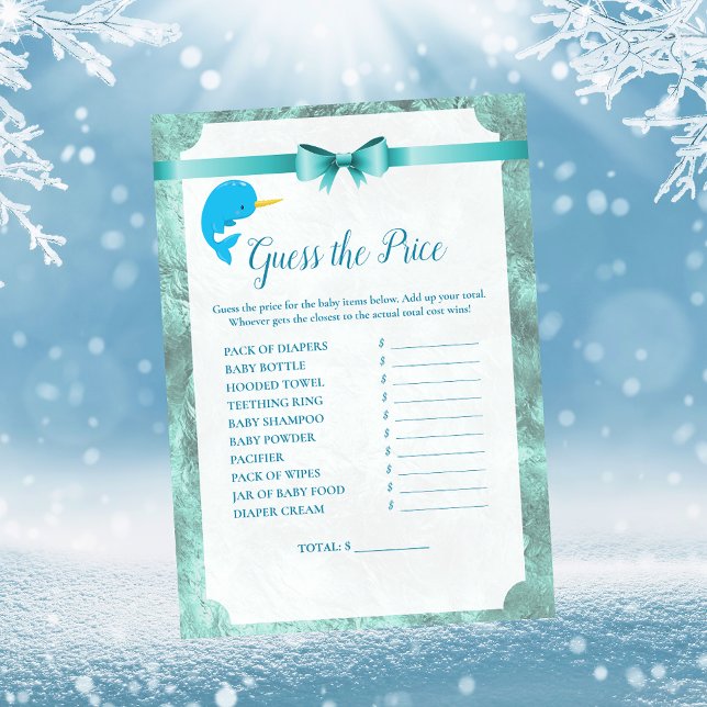 Invitation Baby Narwhal Devine Le Baby shower Prix Jeu (Créateur téléchargé)