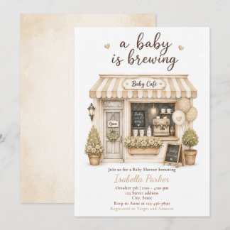 Invitation Baby Neutral en Route Café Baby Shower