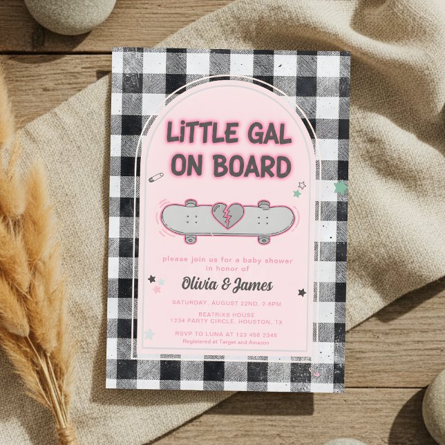 Invitation Baby on Board Skateboard Baby Shower party (Créateur téléchargé)