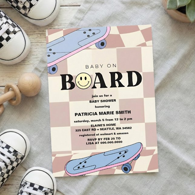 Invitation Baby on Board Skateboard Baby Shower party Invitat (Créateur téléchargé)