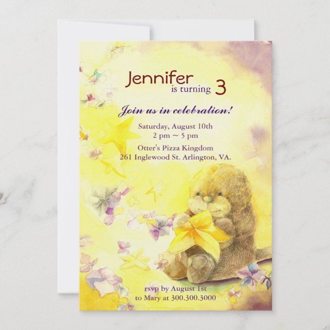 Invitation Baby Otter, fête d'anniversaire pour les enfants (Devant)
