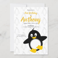 Baby Penguin Jaune Noir Premier Anniversaire
