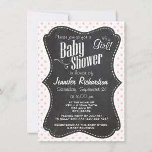 Invitation Baby Pois roses ; tableau de bord