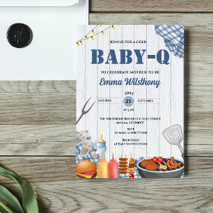 Invitation Baby-Q Baby Shower Garçon Rustique BBQ Jardin à ca