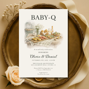 Invitation Baby-Q BBQ dans le jardin pour Baby Shower