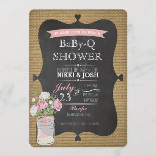 Invitation BaBy-Q Douche Burlap Mason Jar Chalkboard Invitati