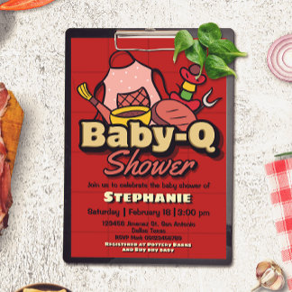 Invitation Baby-Q Shower - Barbeque BBQ Grill Baby Shower