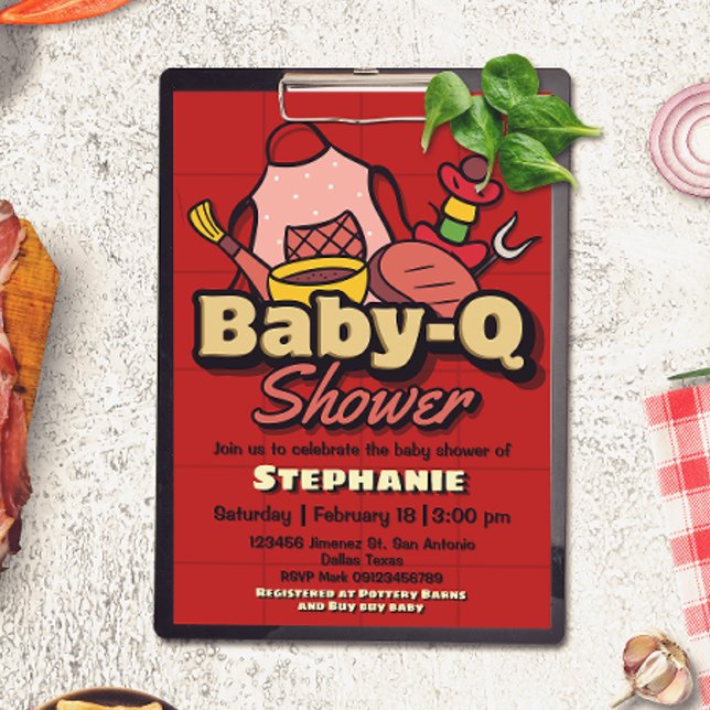 Invitation Baby-Q Shower - Barbeque BBQ Grill Baby Shower (Baby-Q Shower - Barbeque BBQ Grill Baby Shower Invitation)