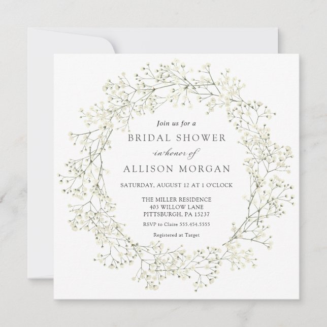 Invitation Baby Respiration Fleurs de douche nuptiale Invitat (Devant)