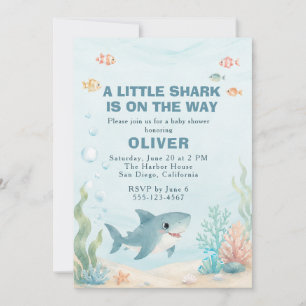 Invitation Baby-Shark Fête de Naissance Aquarelle
