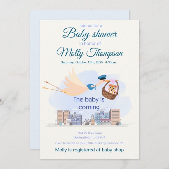 Invitation Baby shower (Devant / Derrière)