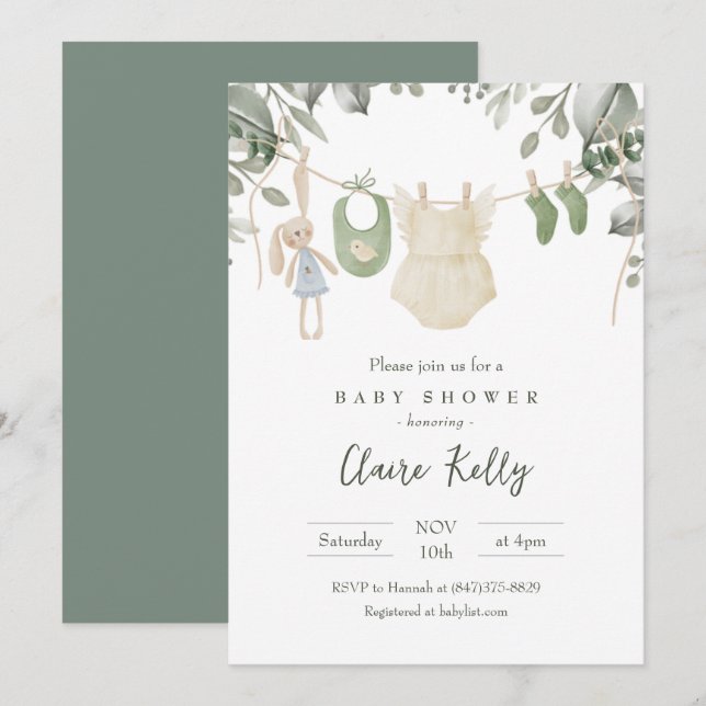 Invitation baby shower (Devant / Derrière)