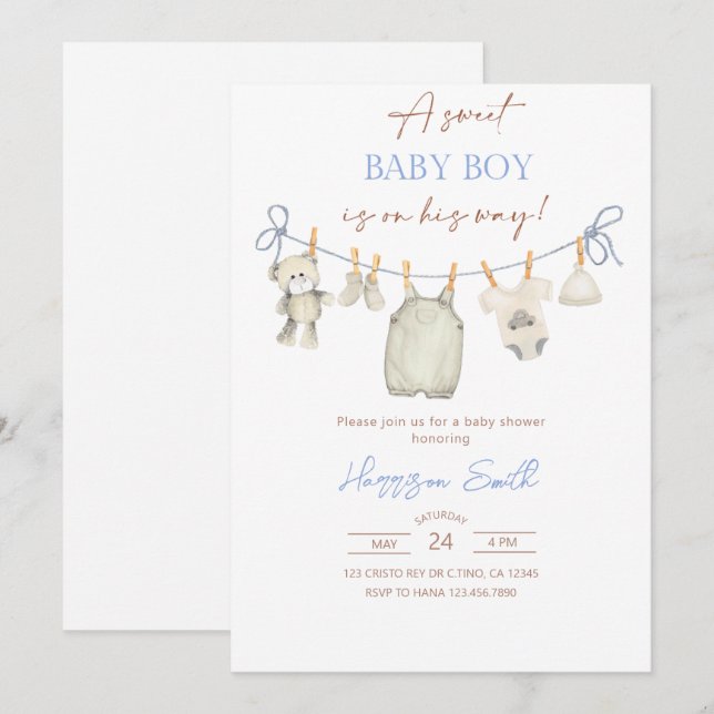 invitation baby shower (Devant / Derrière)