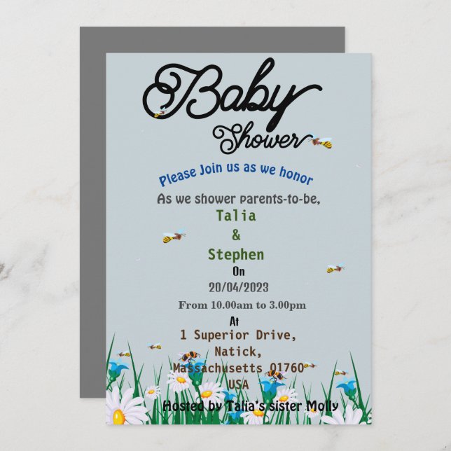 Invitation Baby shower (Devant / Derrière)