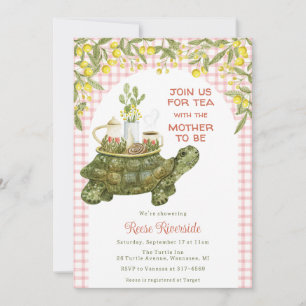 Invitation Baby shower 007 Thé de la tortue du jardin rouge