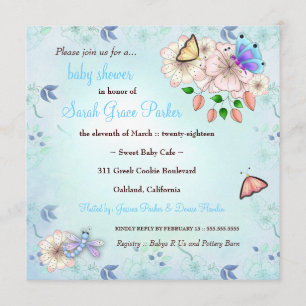 Invitation Baby shower #2 bleu de jardin de LGC  