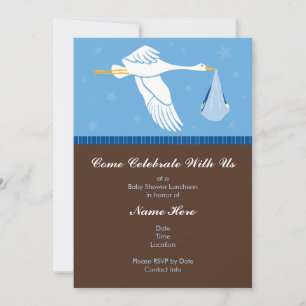 Invitation Baby shower 5x7 - Bleu et Brown